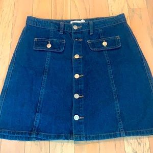 Jean button down skirt, worn twice